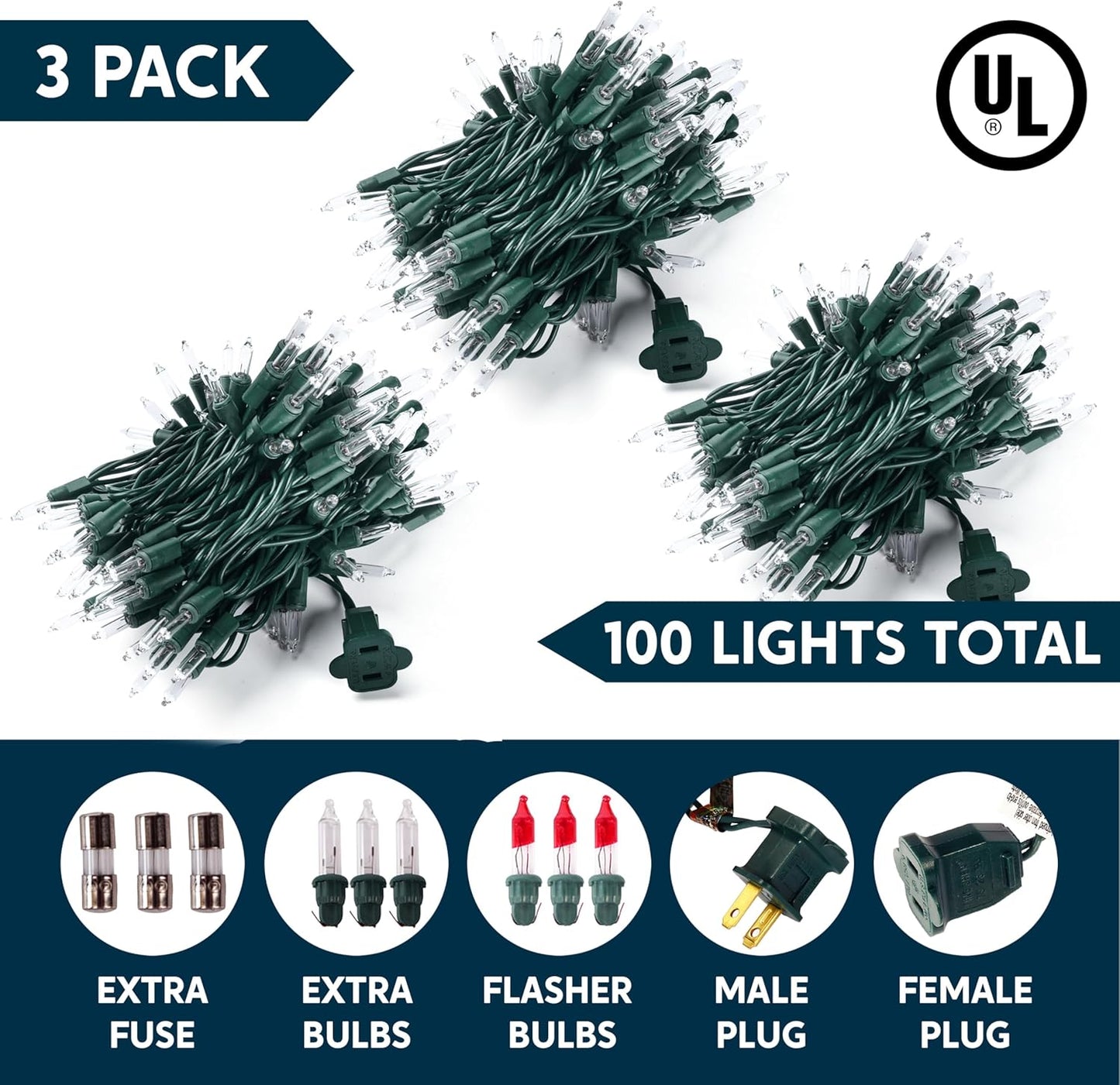 Joiedomi Flameless String Lights Indoor – UL588 Certified 300 Mini Incandescent Bulbs, No Flame No Smoke Risk Around Kids Pets and Curtains