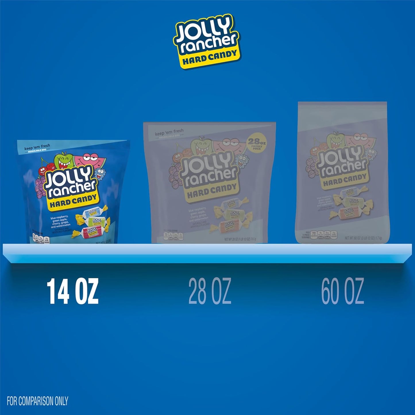 JOLLY RANCHER Individually Wrapped Hard Candy, Long-Lasting Office Desk Drawer Snack for Sustained Afternoon Focus, 14 oz