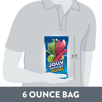 JOLLY RANCHER Ropes Assorted Fruity Chewy Rope Candy for School Lunches, Birthday Parties, and Family Movie Nights, 6 oz