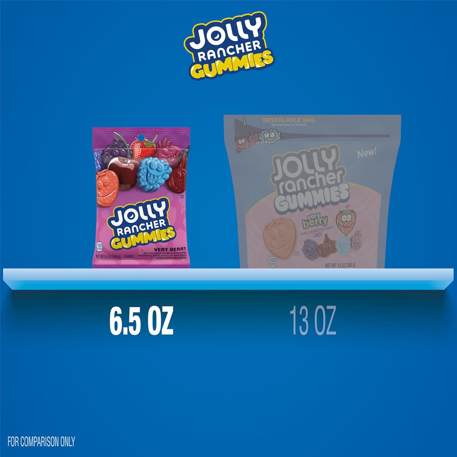 JOLLY RANCHER Very Berry Gummies – Road Trip Snack for Car Cup Holders and Long Highway Drives, 6.5 oz