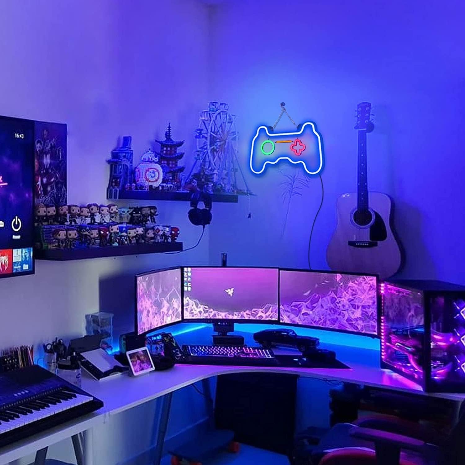 Joylit Gamepad Neon Sign – Cozy Bedroom Wall Decor, Dimmable Warm Yellow Accent Light for Living Room