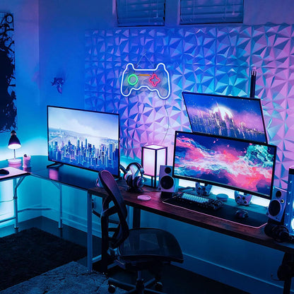Joylit Gamepad Neon Sign – Cozy Bedroom Wall Decor, Dimmable Warm Yellow Accent Light for Living Room
