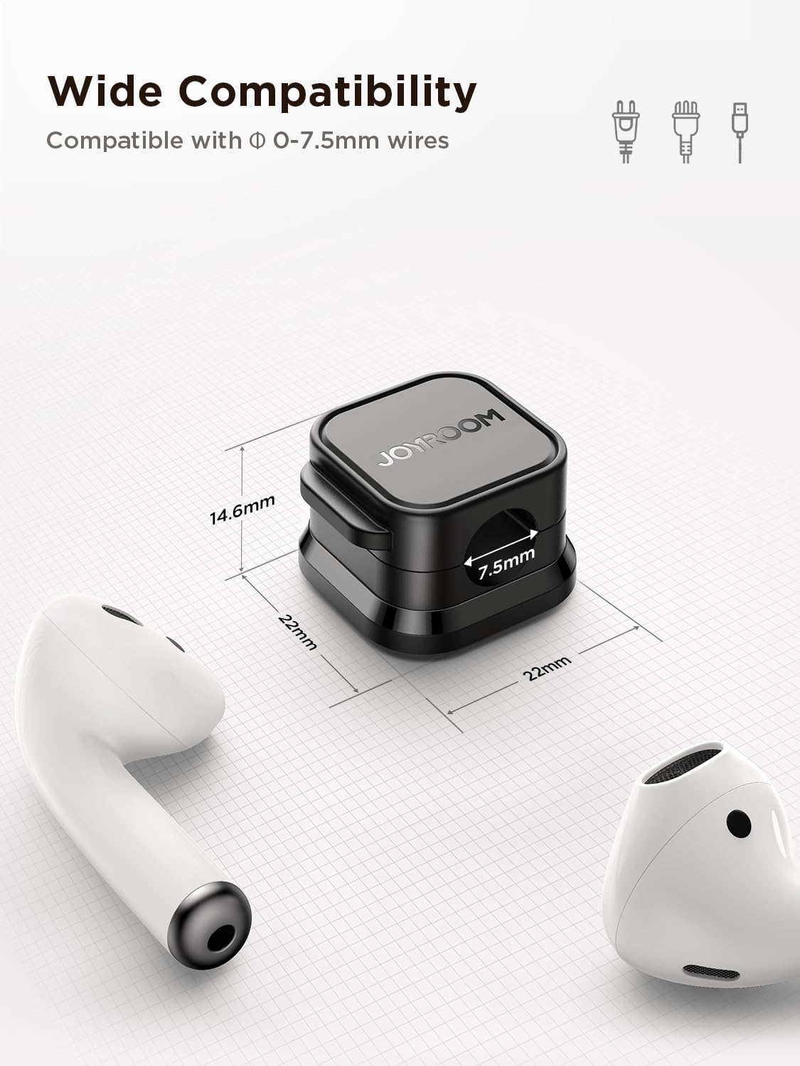 JOYROOM Transparent Magnetic Cable Clips for Wall-Mounted TV, Rout HDMI and Power Cords Along Entertainment Center