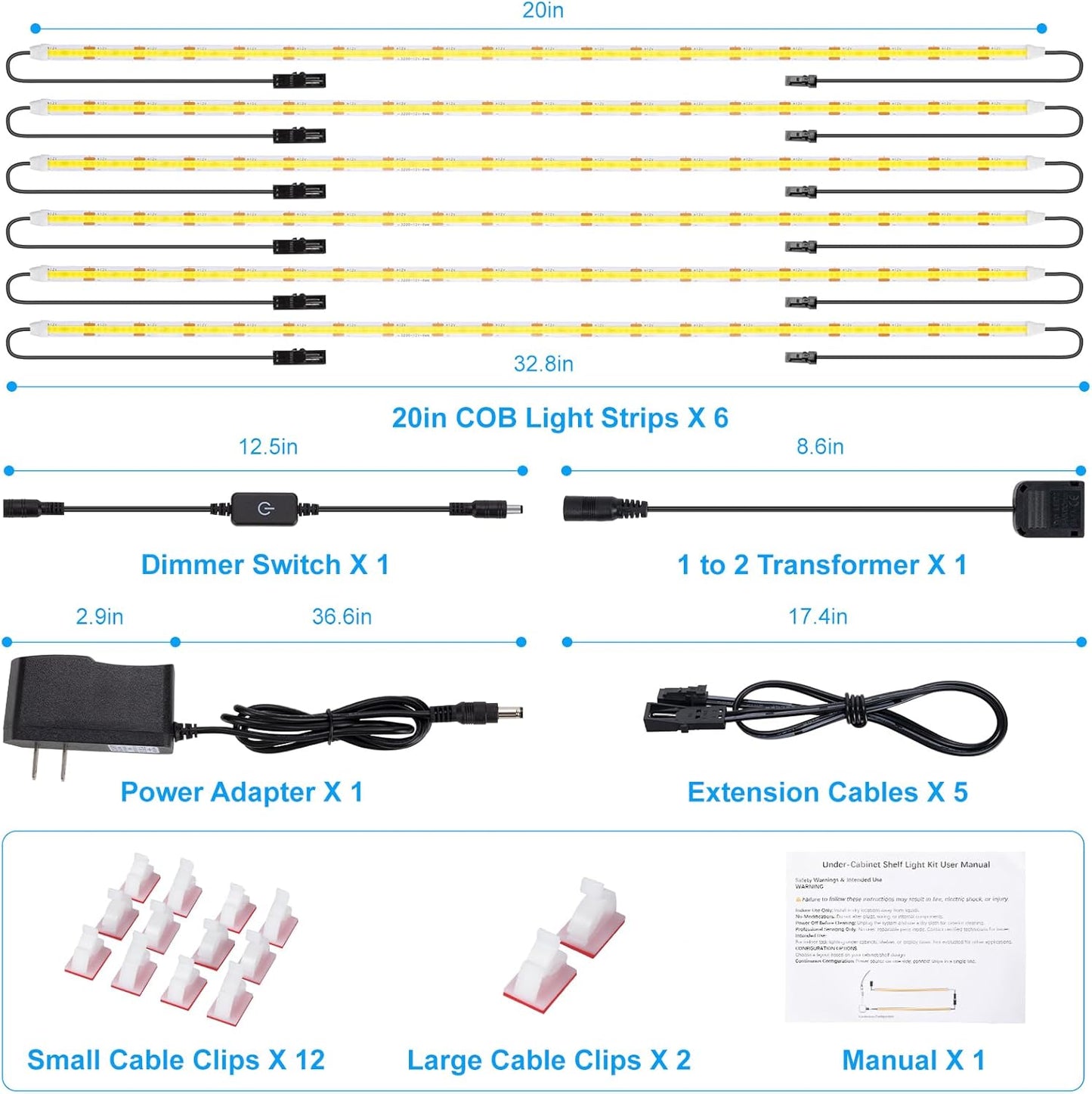 JUSJUBR Bright COB LED Strip Lights for Home Office Bookshelves, Even Task Lighting for Reading and Focus