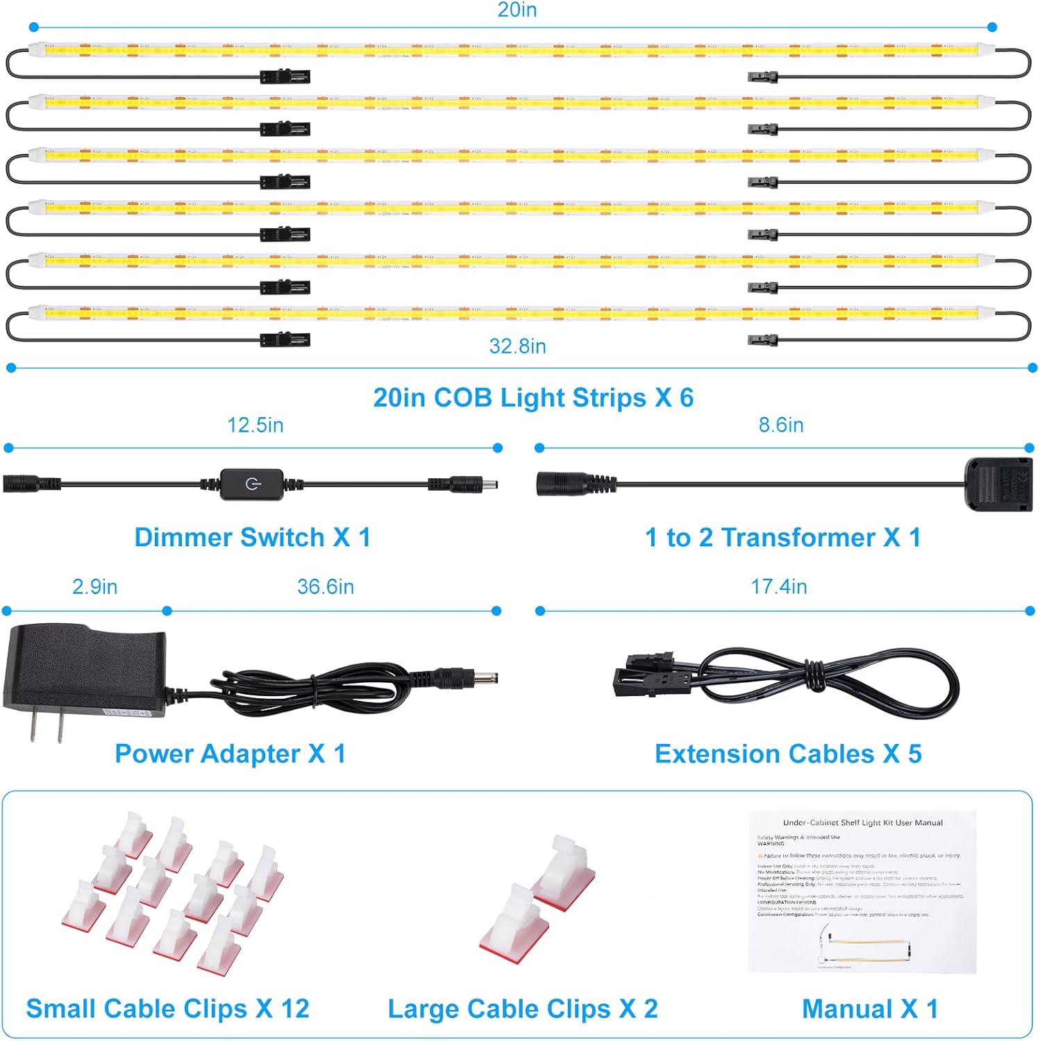 JUSJUBR Bright COB LED Strip Lights for Home Office Bookshelves, Even Task Lighting for Reading and Focus