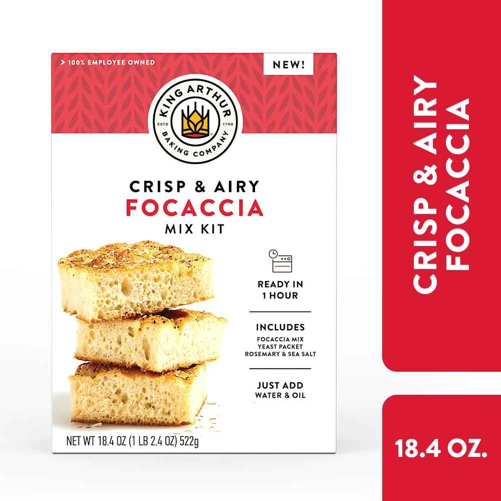 King Arthur Baking Company Focaccia Mix Kit – Premium Housewarming Gift for Foodie Friends, Ready-to-Bake in 1 Hour
