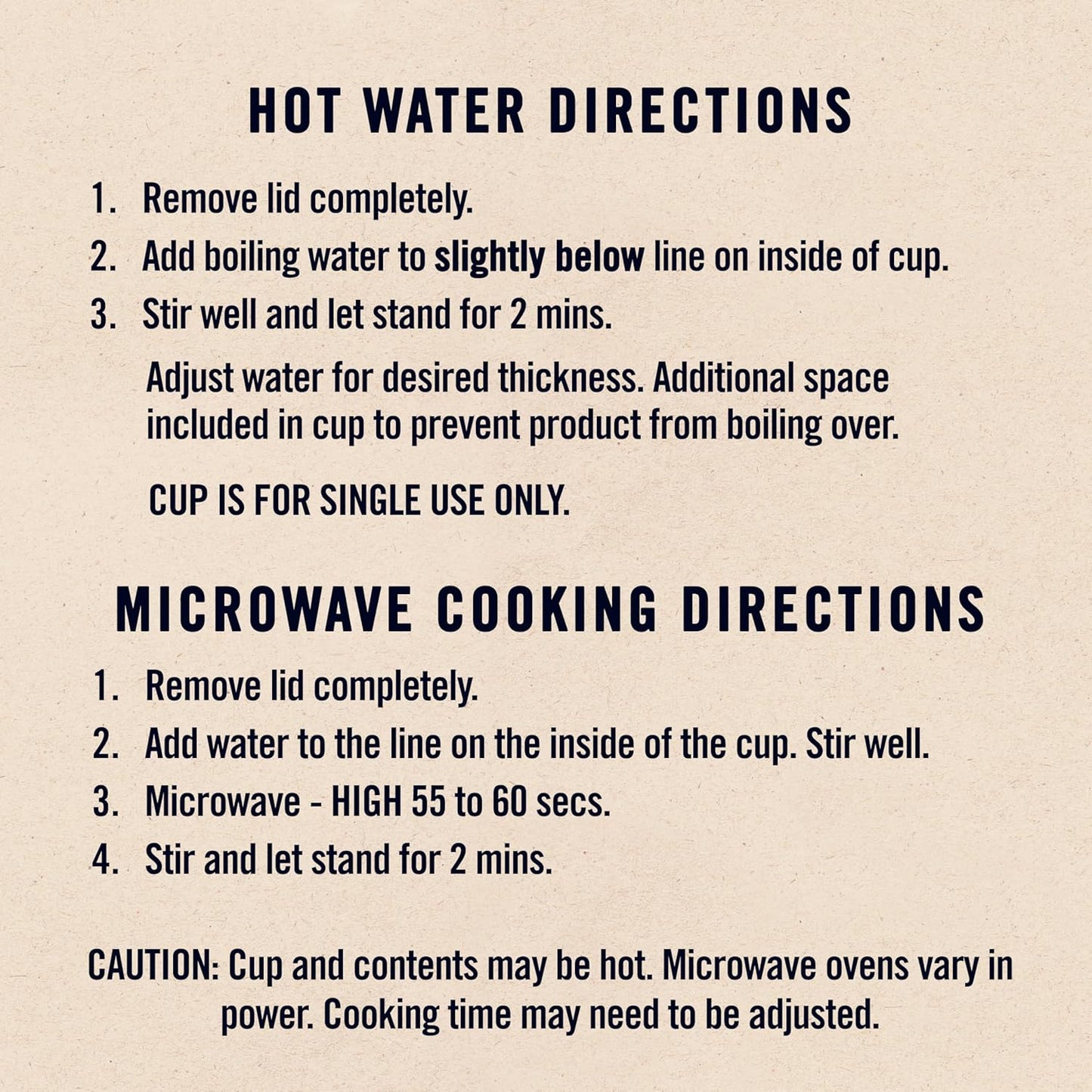 just-add-water preparation ready in minutes