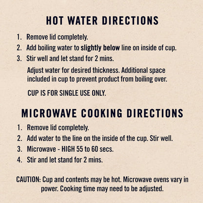 just-add-water preparation ready in minutes