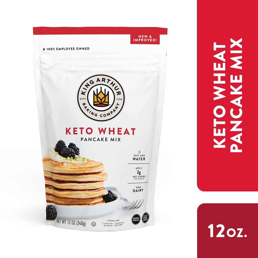 King Arthur Keto Wheat Pancake Mix - Mindful Low-Carb Breakfast for Wellness Routines, Just-Add-Water Protein Pancakes