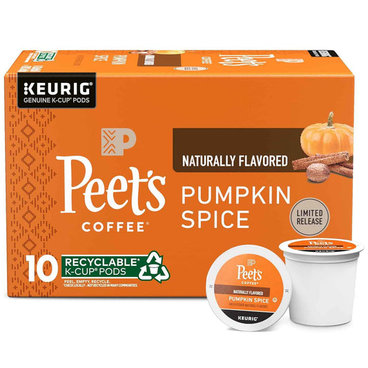 Peet's Coffee Pumpkin Spice K-Cup Pods – Smooth Morning Pick-Me-Up for the Home Office, 10 Count Keurig