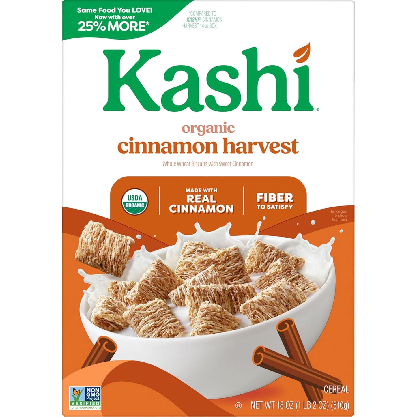 Kashi Cinnamon Harvest Whole Grain Cereal – Clean-Ingredient Vegan Breakfast Bowl for Wellness Routines, 18oz