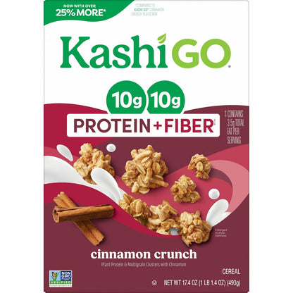 Kashi GO Protein Cereal – Portable Breakfast for Camping Mornings and Cabin Getaways, 17.4oz Resealable Box
