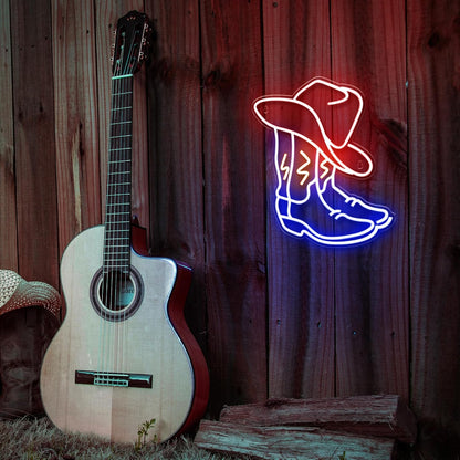 Kavaas Cowboy Boot Neon Sign – Western Birthday Gift for Him and Her, Western-Themed Home Bar and Man Cave Decor Light