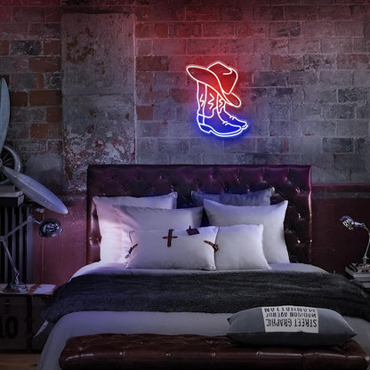 Kavaas Cowboy Boot Neon Sign – Western Birthday Gift for Him and Her, Western-Themed Home Bar and Man Cave Decor Light