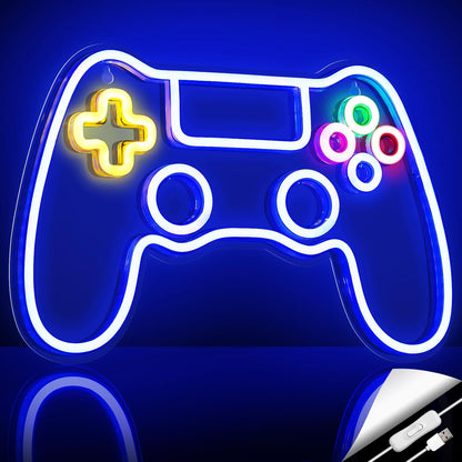 Kavaas Gamer Neon Sign – Awesome Birthday Gift for Teen Boys, LED Game Controller Wall Light for Gaming Room