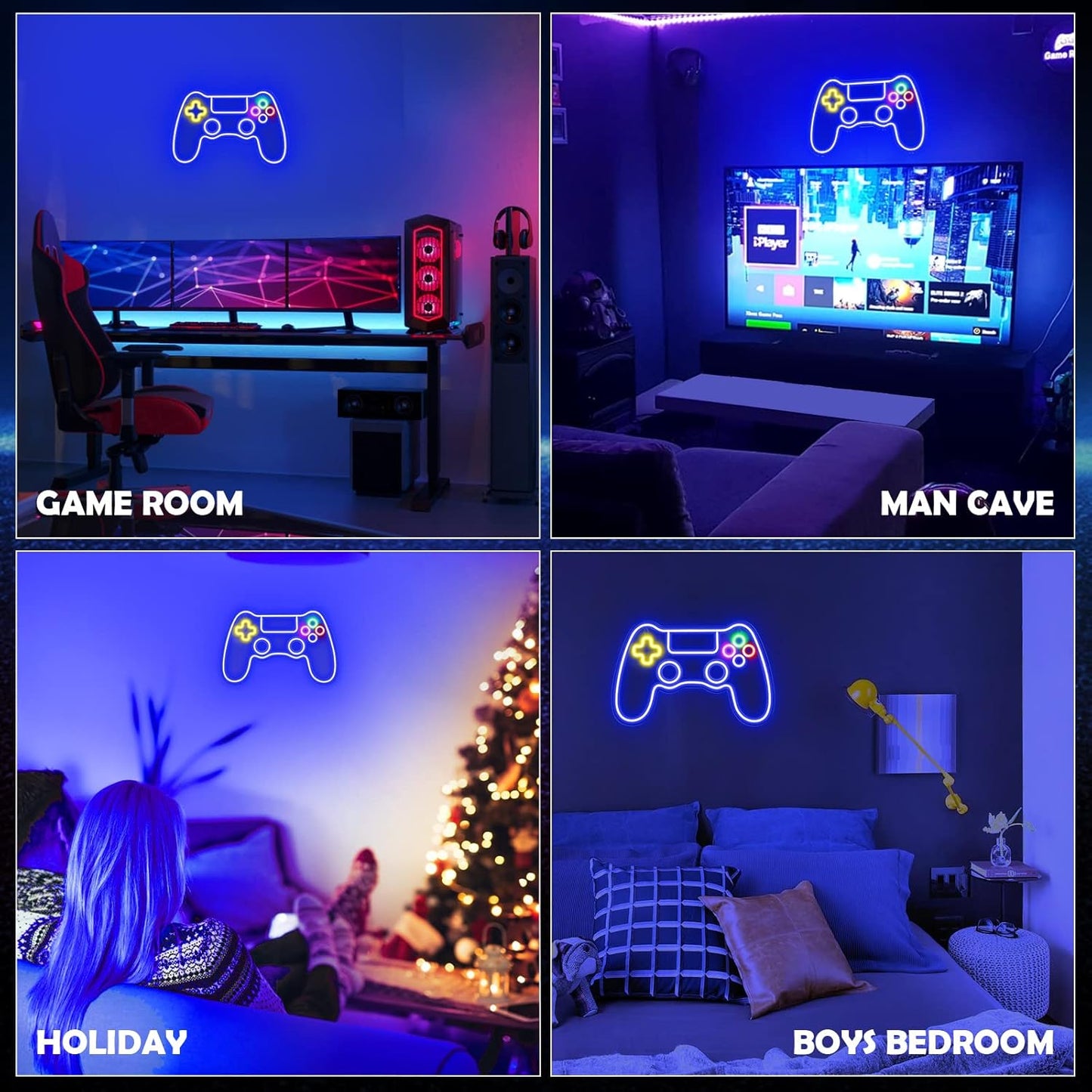 Kavaas Gamer Neon Sign – Awesome Birthday Gift for Teen Boys, LED Game Controller Wall Light for Gaming Room