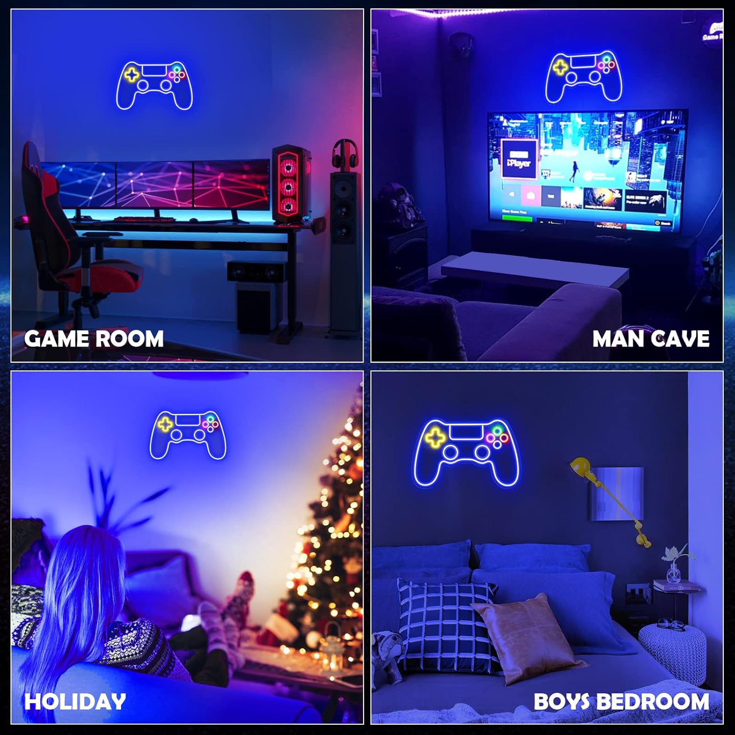 Kavaas Gamer Neon Sign – Awesome Birthday Gift for Teen Boys, LED Game Controller Wall Light for Gaming Room