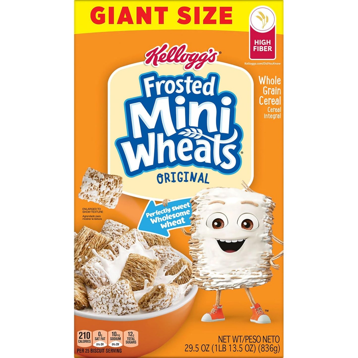 Kellogg’s Frosted Mini-Wheats Cereal – Heart-Healthy Breakfast Bowl for Cholesterol-Conscious Adults, 48g Whole Grain Goodness