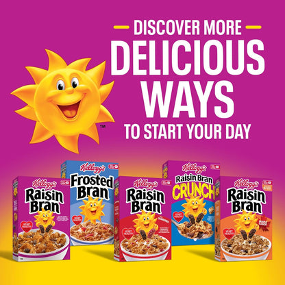 Kellogg's Raisin Bran Cereal for Digestive Wellness Routines, 26% Daily Fiber Breakfast Bowl Staple