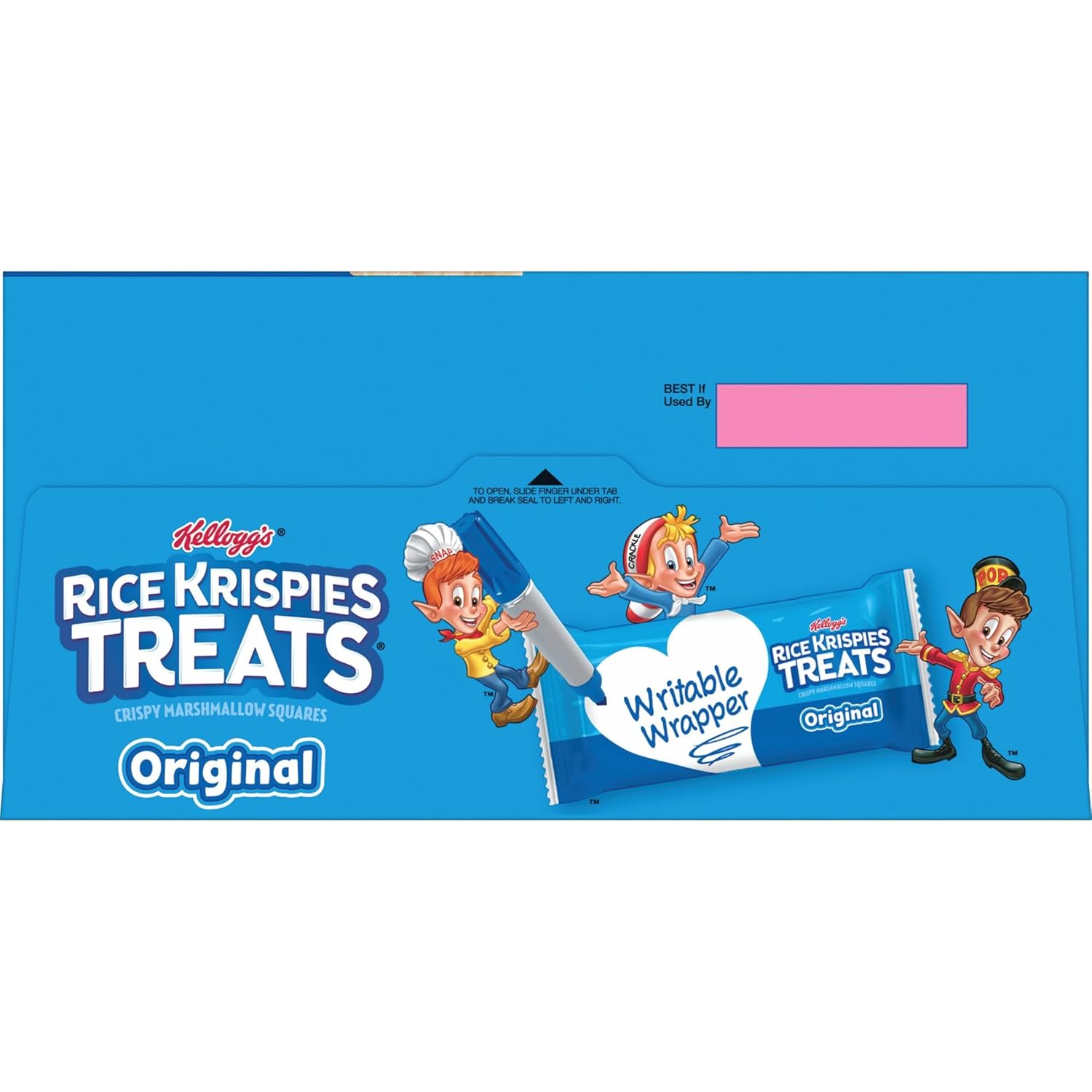 Kellogg's Rice Krispies Treats Crispy Marshmallow Squares – Care Package Snack Bar Filler for College Students, 12.4oz Box of 16