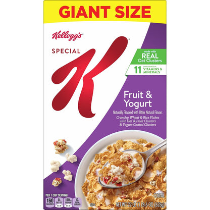 Kellogg's Special K Fruit and Yogurt Cereal – Low Fat Breakfast Bowl for Weight-Conscious Wellness Routines, 22oz Giant Box