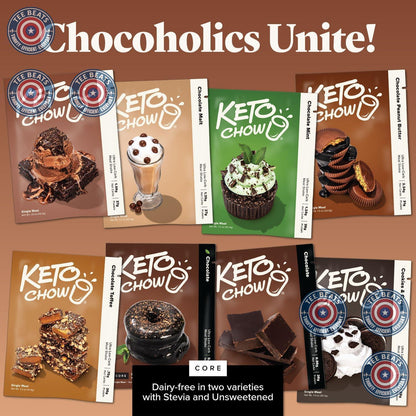 Keto Chow Chocolate Toffee Shake Powder – Mindful Keto Meal Replacement for Daily Self-Care Rituals