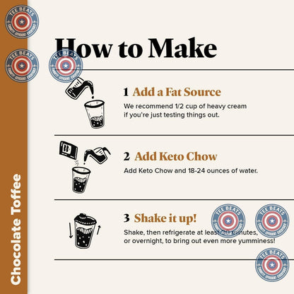 Keto Chow Chocolate Toffee Shake Powder – Mindful Keto Meal Replacement for Daily Self-Care Rituals