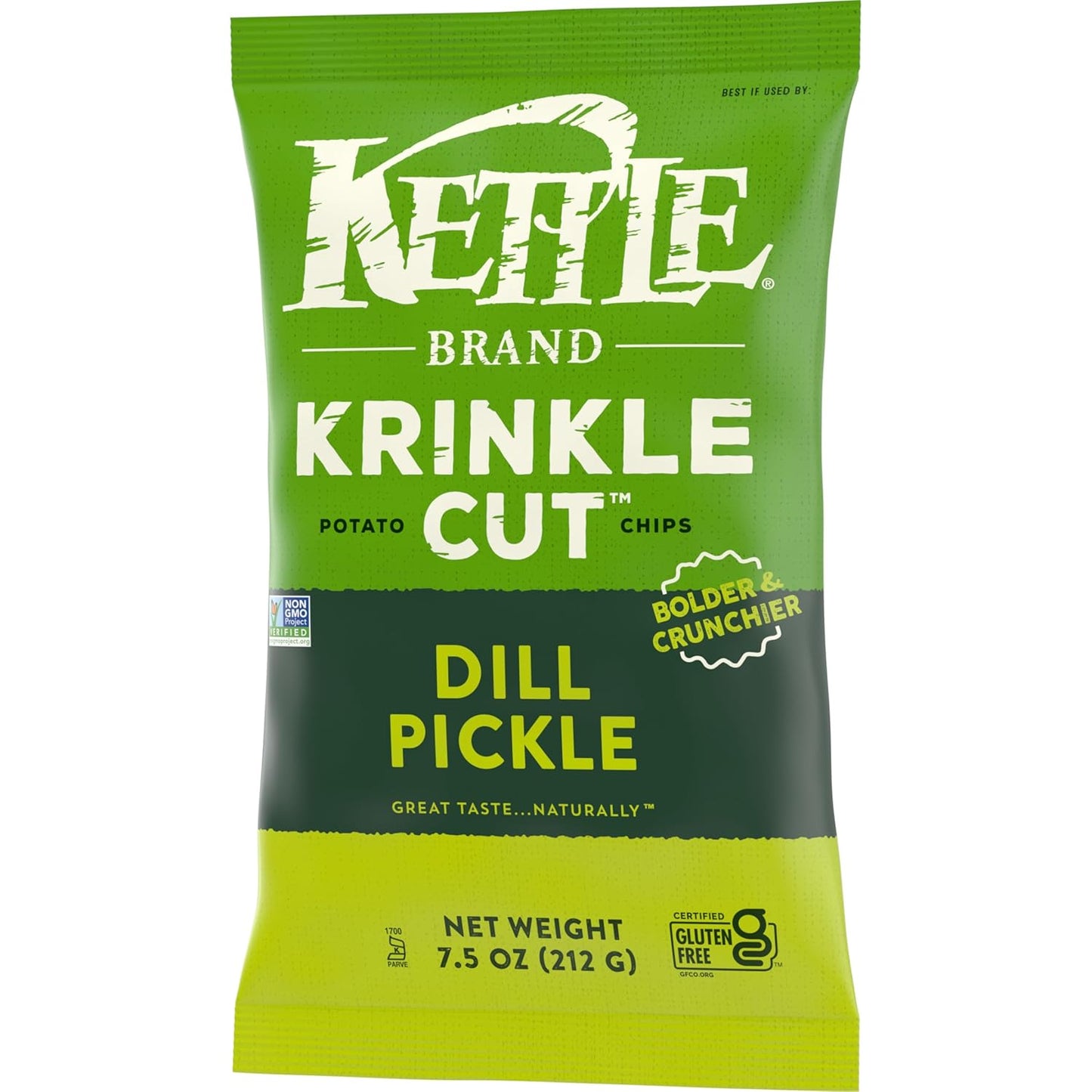 Kettle Brand Krinkle Cut Dill Pickle Chips – Hearty 7.5 oz Snack for Camping, Backyard BBQs, and Tailgate Lots