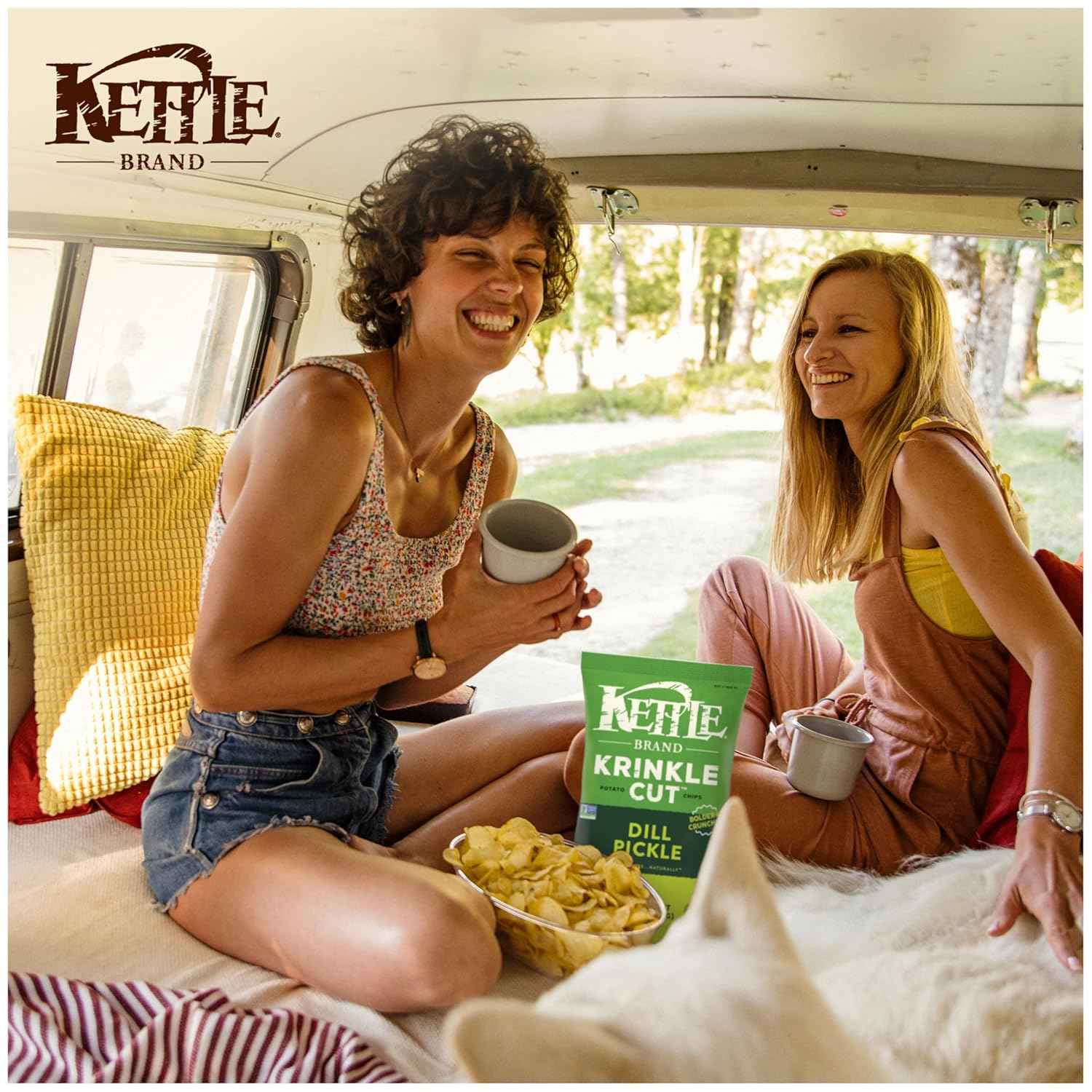 Kettle Brand Krinkle Cut Dill Pickle Chips – Hearty 7.5 oz Snack for Camping, Backyard BBQs, and Tailgate Lots
