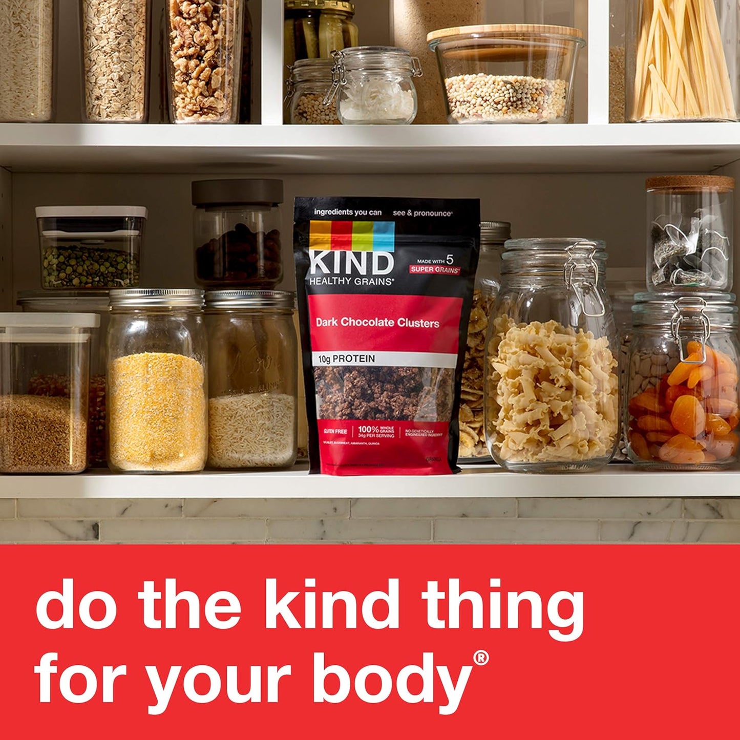 KIND Healthy Grains Dark Chocolate Granola – Mindful Pantry Snack for Clean Eating Routines, 10g Plant Protein Per Serving