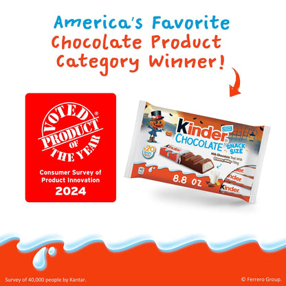 Kinder Chocolate Snack Size Bars – Individually Wrapped Milk Chocolate Treats for Kids Lunch Boxes and School Snacks, 20 Count, 8.8 oz