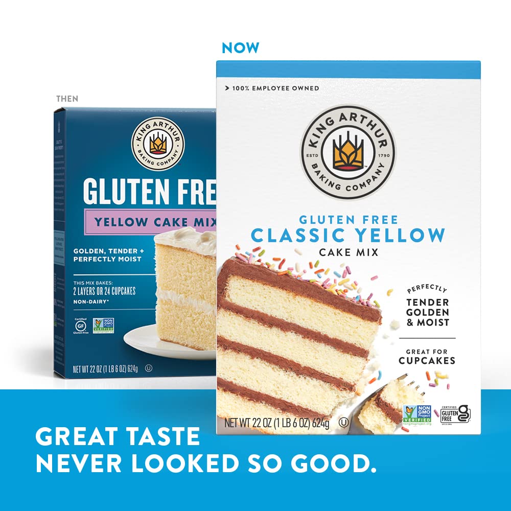 King Arthur Gluten-Free Yellow Cake Mix – Safe Birthday Treat for Kids with Celiac, 22 oz Mix for Layer Cakes and Cupcakes
