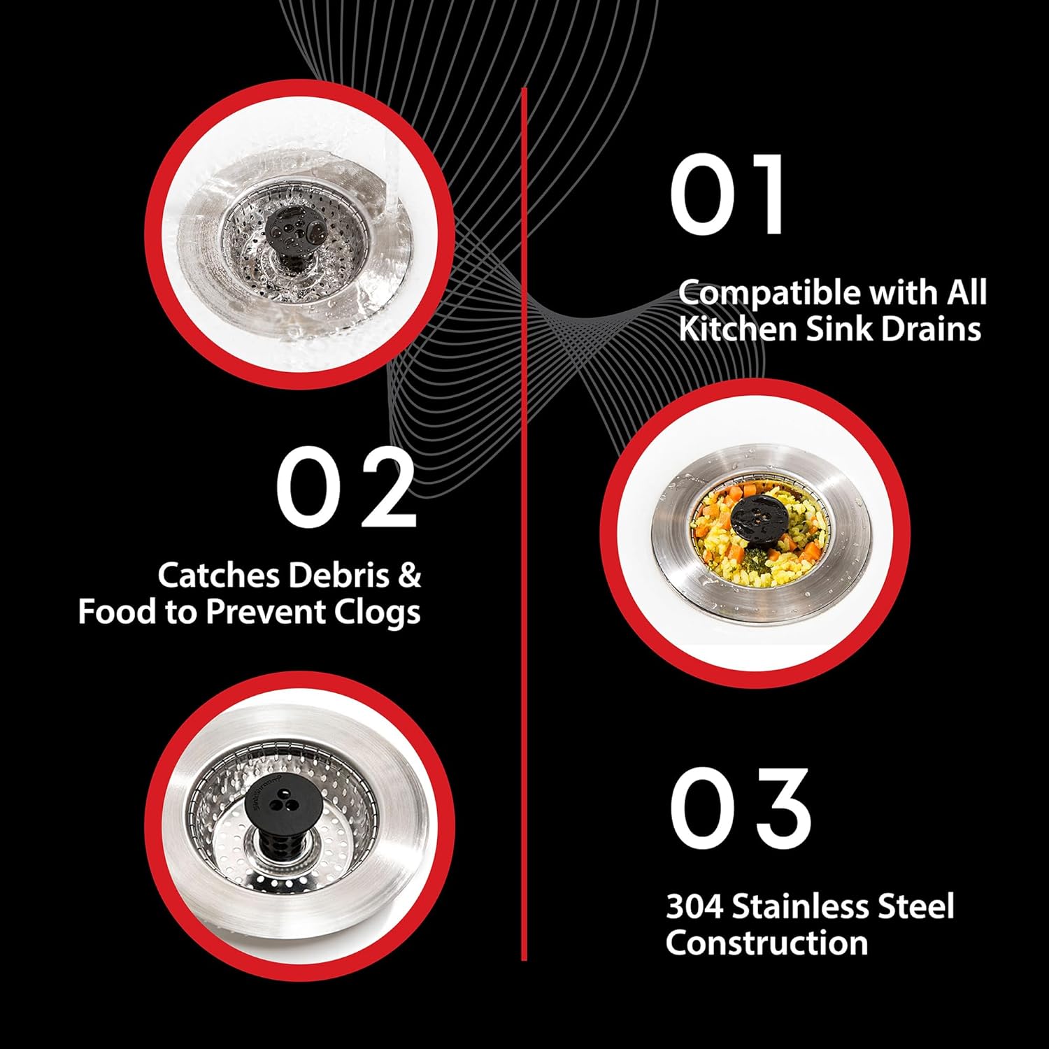 Kitchen SinkShroom Stainless Steel Sink Strainer for Modern Minimalist Kitchens, Clog-Free Design