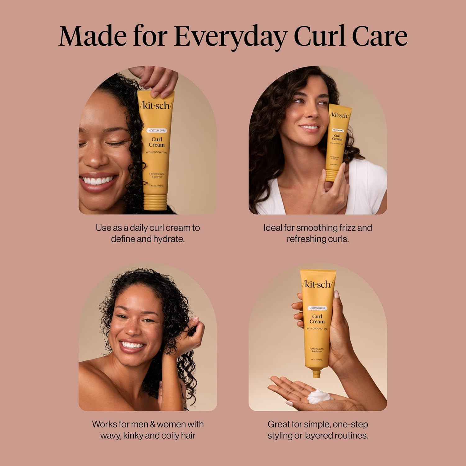 Kitsch Curl Defining Cream – Birthday Gift for Women with Curly Hair, Frizz Control & Shine Styling
