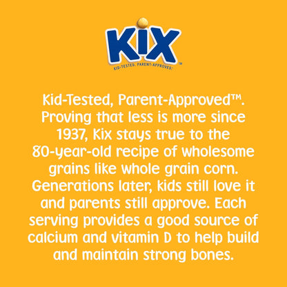 Kix Whole Grain Cereal – Wholesome School Lunchbox Snack for Kids, 18 oz Family Size Box