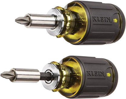 Klein Tools 32308 Stubby Multi-Bit Screwdriver – Fast Bit Swaps for Electricians on Tight Job Sites