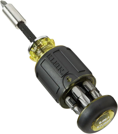 Klein Tools 32308 Stubby Multi-Bit Screwdriver – Fast Bit Swaps for Electricians on Tight Job Sites