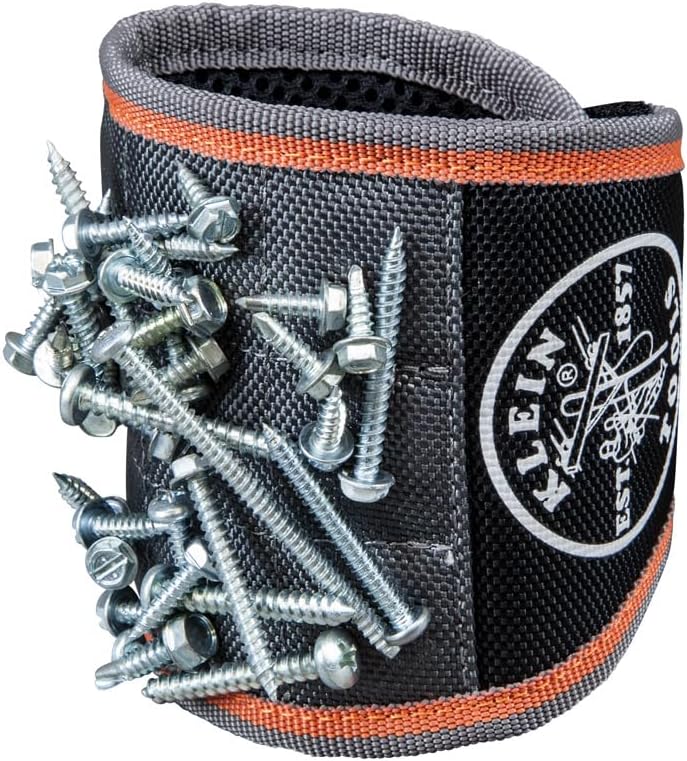 Klein Tools 55895 Magnetic Wristband for Electricians – Hold Screws, Wire Nuts and Bits While Working Overhead
