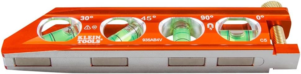 Klein Tools 935AB4V Torpedo Level – Jobsite Productivity Booster for Electricians Bending Conduit Faster