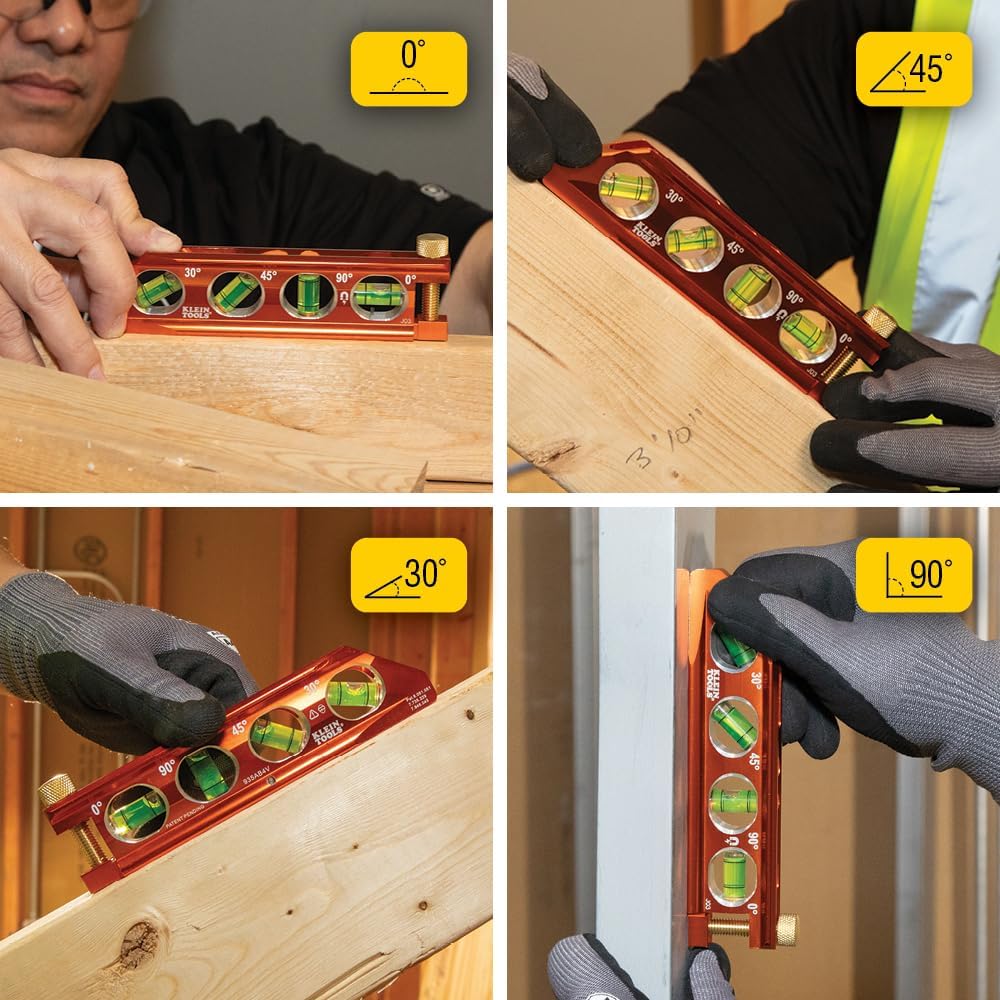Klein Tools 935AB4V Torpedo Level – Jobsite Productivity Booster for Electricians Bending Conduit Faster