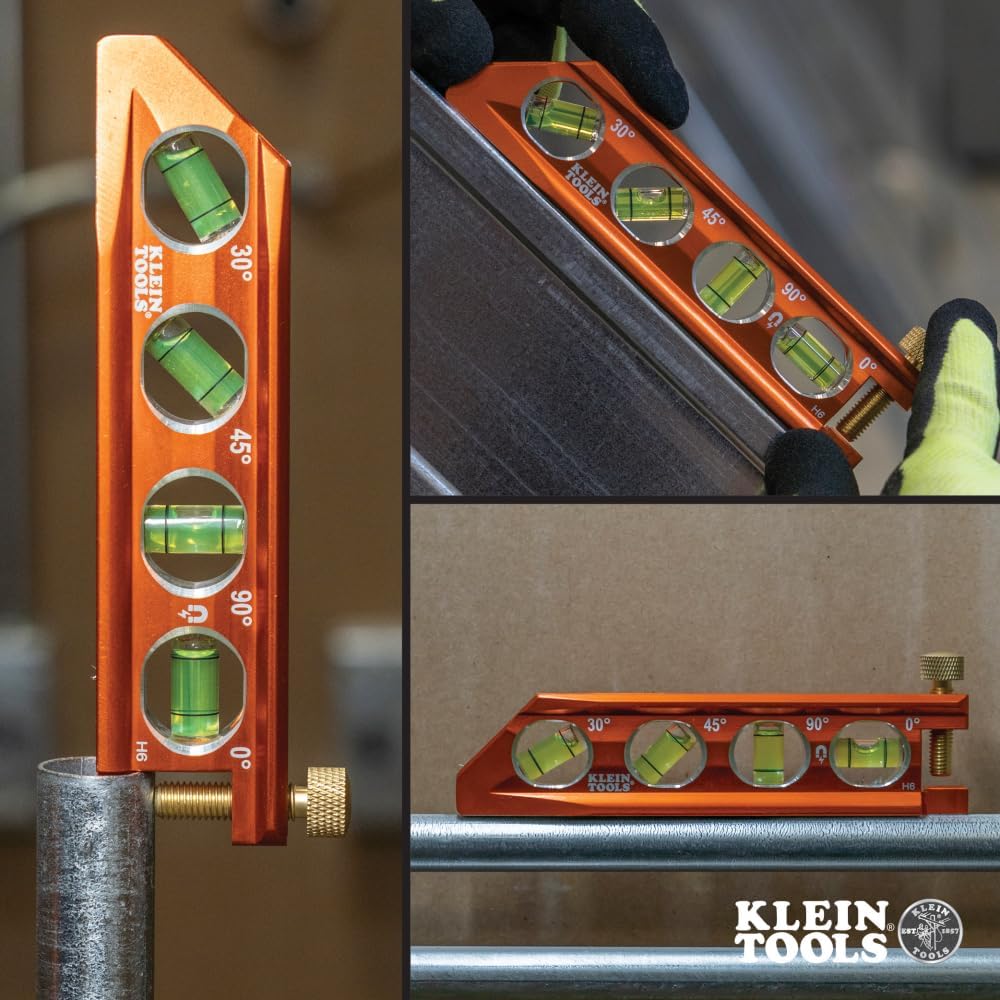 Klein Tools 935AB4V Torpedo Level – Jobsite Productivity Booster for Electricians Bending Conduit Faster