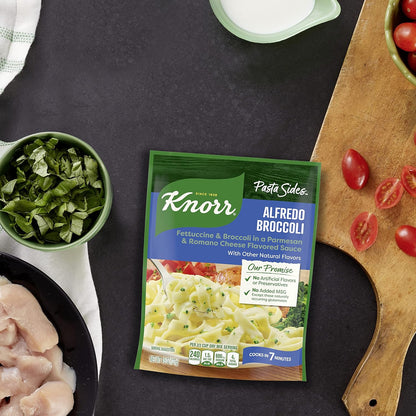 Knorr Pasta Sides Alfredo Broccoli – Quick Desk Lunch for Busy Workdays, 4.5 oz Pouch (Pack of 8)