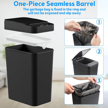 KOEYLE Rectangular Touchless Trash Bin – Simple Design for Narrow Bathroom Corners