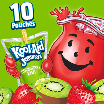 Kool-Aid Jammers Kids Drink Pouches – Easy-Open Lunchbox Beverage for School and Home, 10 ct Box