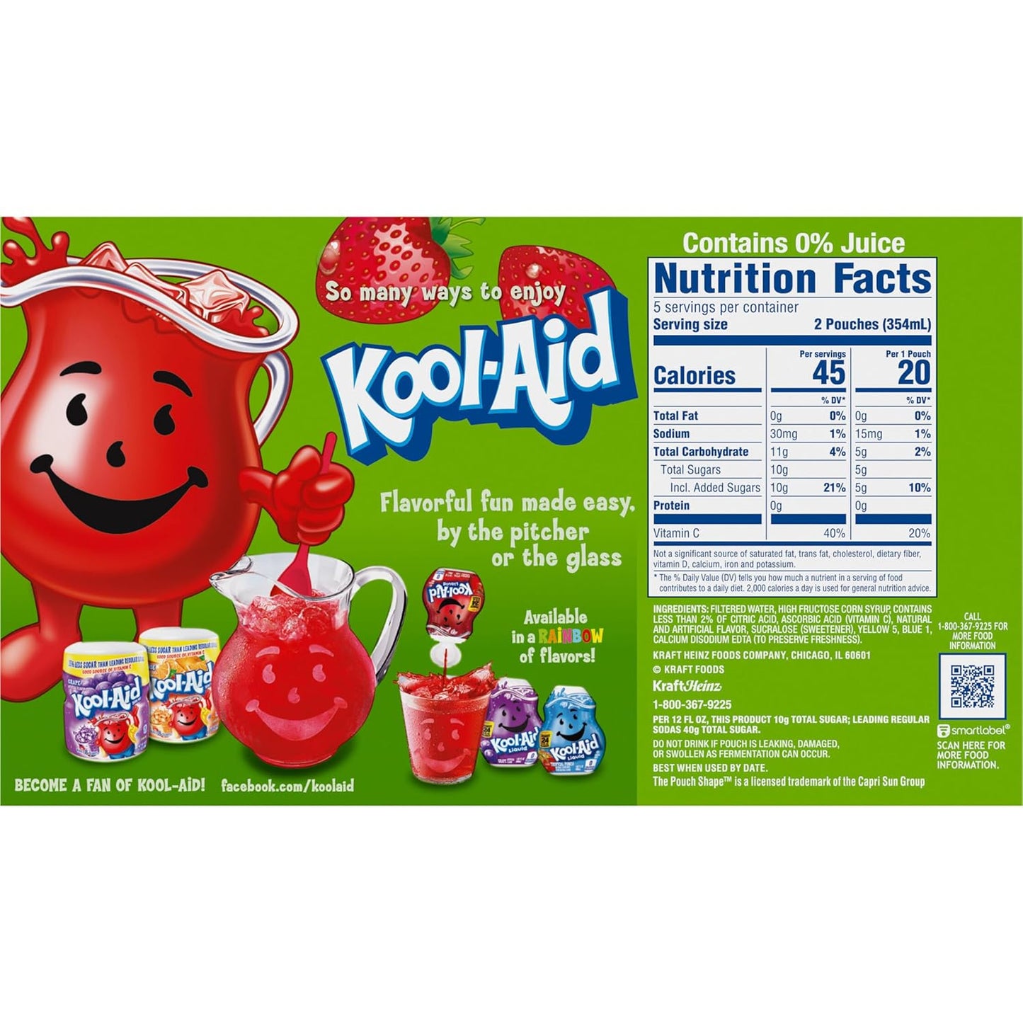 Kool-Aid Jammers Kids Drink Pouches – Easy-Open Lunchbox Beverage for School and Home, 10 ct Box