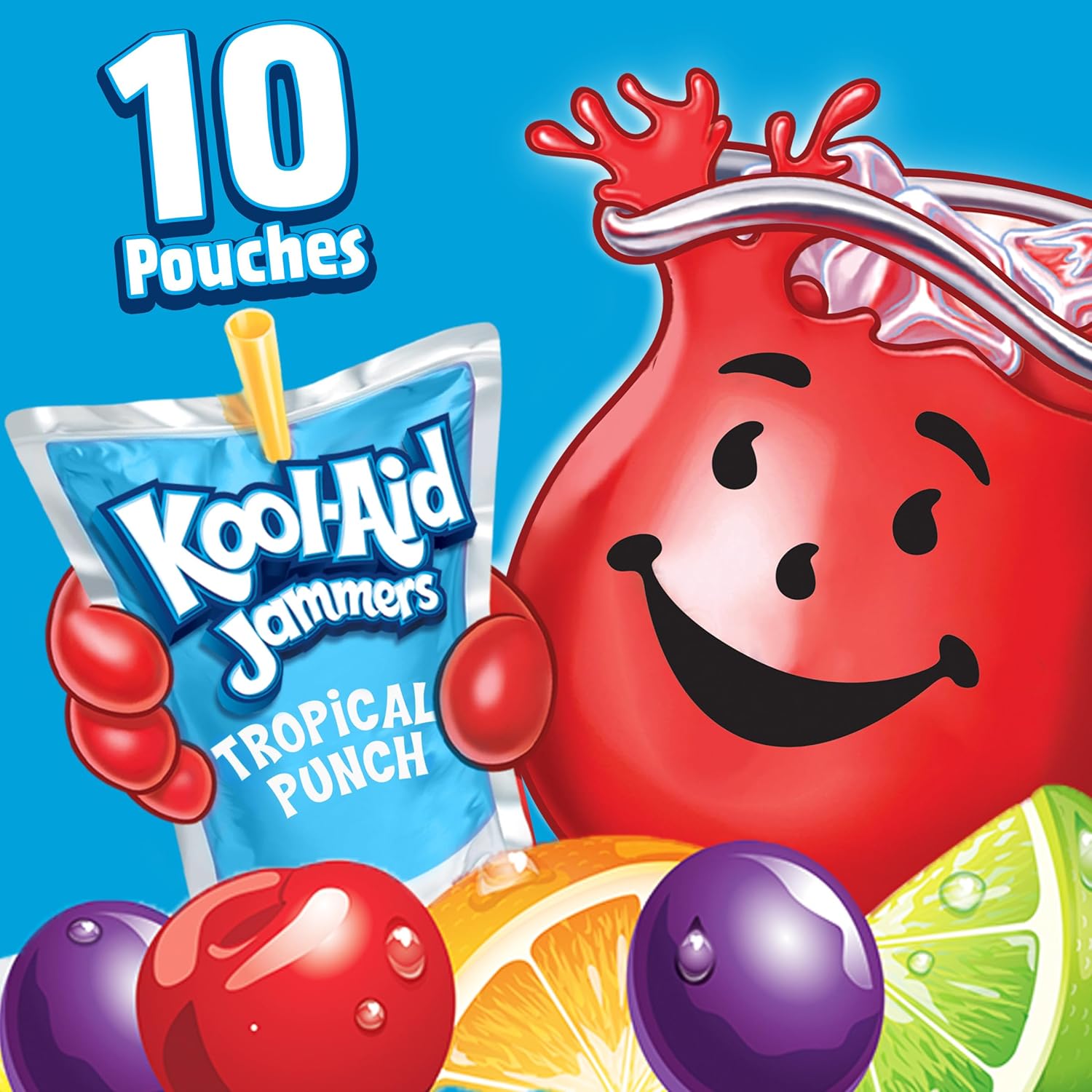 Kool-Aid Jammers Tropical Punch Drink Pouches – School Lunchbox Beverage for Kids, 6 fl oz Easy-Open Packs