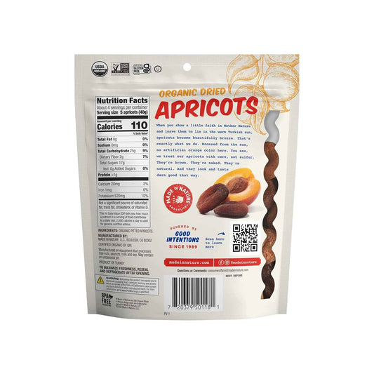 Made In Nature Organic Dried Apricots – Clean Eating Snack for Home Office and Gym Bag, 6 oz Pouch