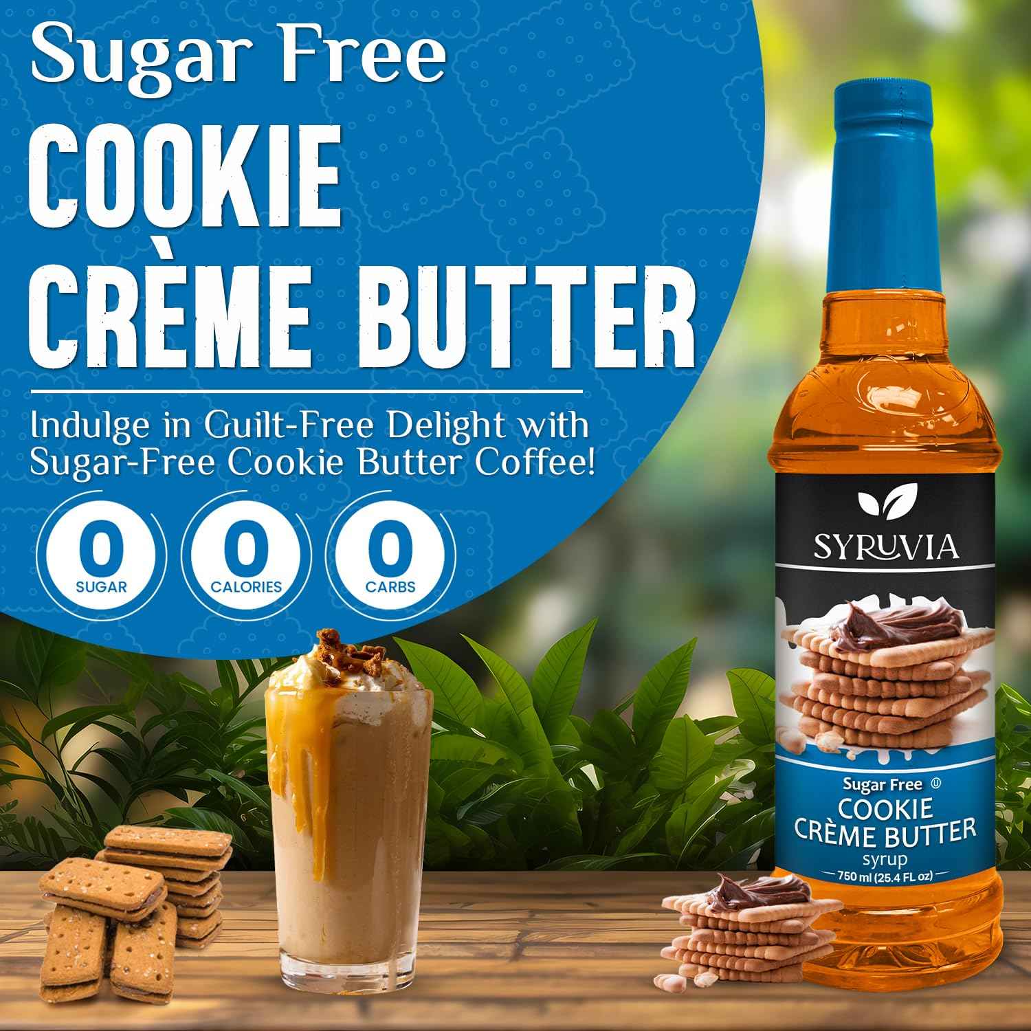 Syruvia Sugar Free Syrup – Premium Café-Quality Flavoring for the Elegant Home Bar, 25.4 fl oz With Pump