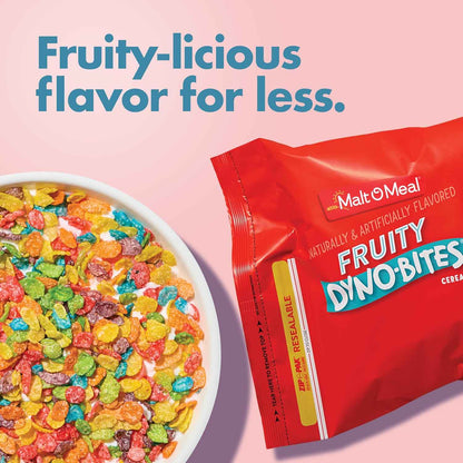 Malt-O-Meal Fruity Dyno Bites Cereal, Gluten Free Wellness Pantry Staple for Sensitive Diets, 32 OZ Resealable Bag