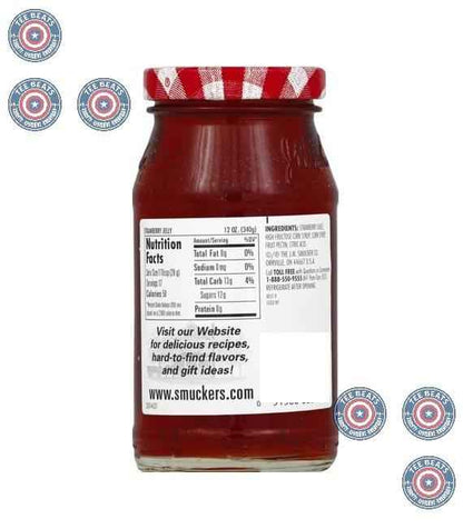Smucker's Strawberry Jelly – All-Natural Fruit Juice Jelly for Clean-Label Pantry, 12 oz Glass Jar